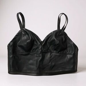 Black Faux Leather Crop Top